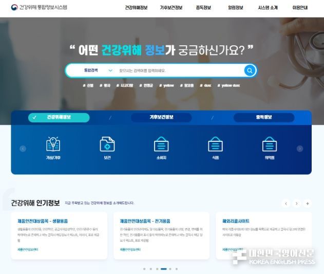 Main screen of integrated information system for health